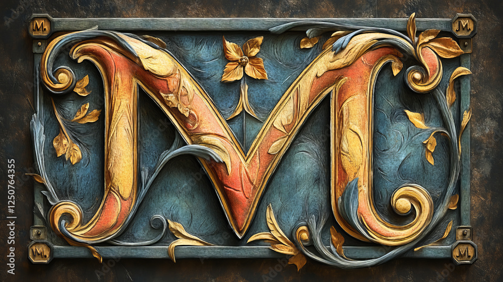 Fototapete set of alphabet symbols and elements of letter m. rasterized version also available in gallery