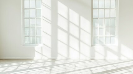 Sunlight Streaming Through Windows in a White Room