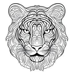 Fototapeta premium Tiger Head Zentangle Simple Coloring Book Page Design