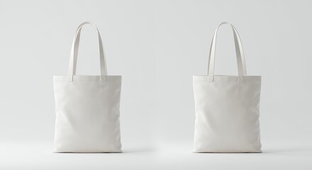 Two Blank Tote Bags Mockup  White Reusable Shopping Bags