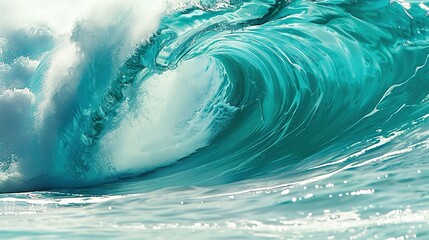 Fluid turquoise and white water background with swirling patterns resembling the sea's depth, creating an abstract and calming atmosphere. 