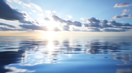 Obraz premium Scenic Ocean View with Sunlight Reflections on Calm Water Surface : Generative AI