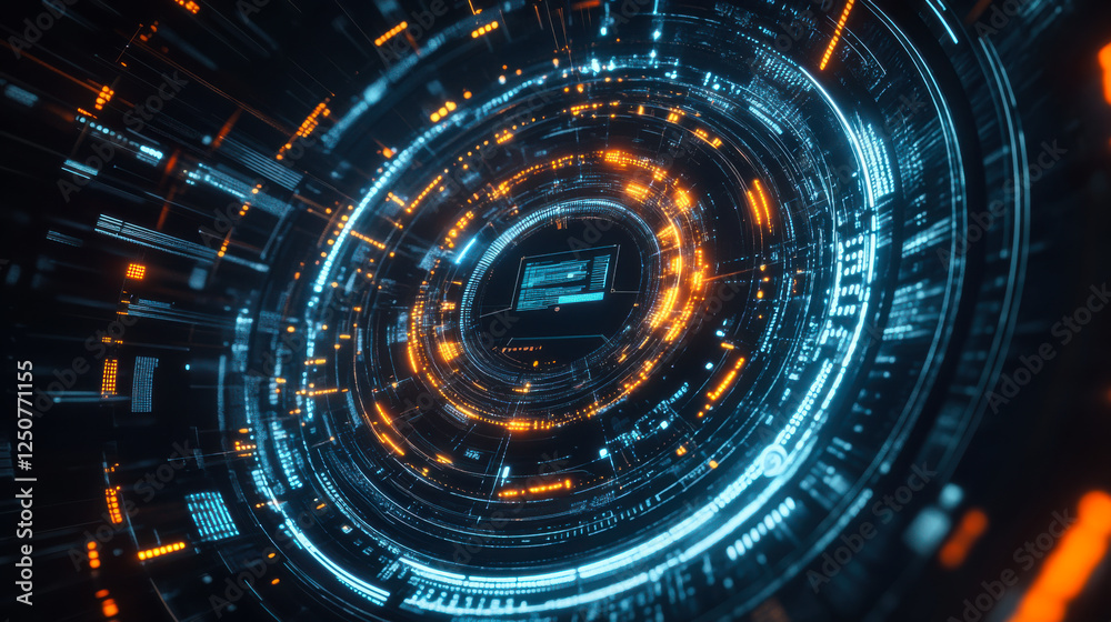 Aufkleber Vivid representation of futuristic technology symbolizing digital data flow and connectivity