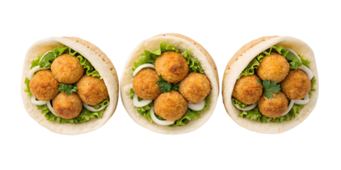 Authentic Fresh Falafel Balls in White, Crispy and Delicious, Mediterranean Snack, PNG Transparent