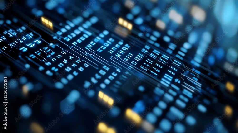 Poster detailed close up of a digital circuit board illustrating modern technology and connectivity : gener