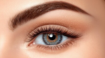 Obraz premium Captivating and Stunningly Detailed Close Up Portrait of a Woman s Eye with Exquisitely Enhanced Lashes and Flawless Makeup Showcasing the and Skill of 3D