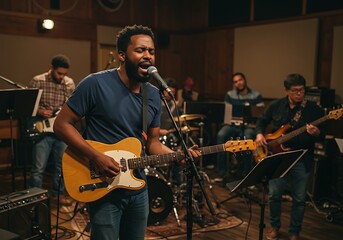 Fototapeta premium young man playing guitar