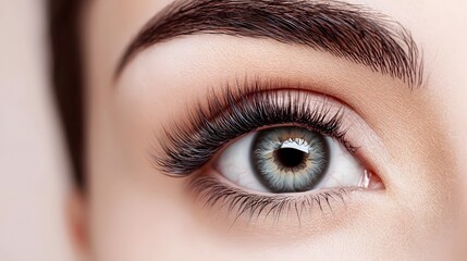 Fototapeta premium Captivating close up of a woman s alluring and intricate 3D illustrated eye showcasing the beauty of long