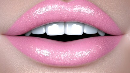 Obraz premium Captivating close up view showcasing the intricately detailed harmonious textures and tones of a vibrant pink lipstick in a stunning 3D a sense of elegance luxury and feminine allure