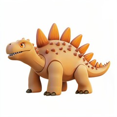 Naklejka premium 3D icon cartoon of a stegosaurus isolated on white