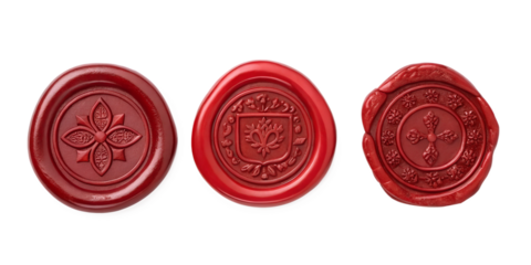 Red Wax Seal on White, Elegant Envelope Seal, Antique Wax Sealing Stamp, PNG Transparent
