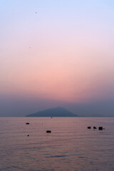 View of the tranquil seascape before sunrise