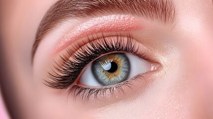 Obraz premium Dramatic lashes with precise mascara application an beauty concept brought to life in a stunning 3D This image showcases the intricate details and captivating aesthetics of professional makeup