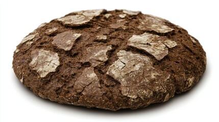 Rustic Brown Bread with Cracked Crust on White Background