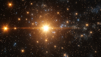 Naklejka premium A breathtaking view of shimmering stars in the vastness of space, showcasing the beauty of the universe. Bright celestial points twinkle against a dark cosmic background.