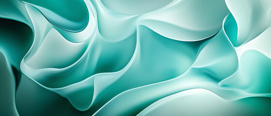 Obraz premium A captivating abstract background featuring flowing waves of teal and white. Perfect for creative projects and digital design, this image embodies elegance and modernity.