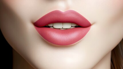 Fototapeta premium Luxurious Crimson Lips A Captivating 3D Beauty Concept Showcasing Exquisite Lipstick Application and Detailed Facial Texture