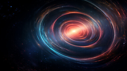 Obraz premium A captivating and colorful representation of a cosmic whirlpool, illustrating the beauty and mystery of the universe with vibrant swirls of light in a dark space backdrop.