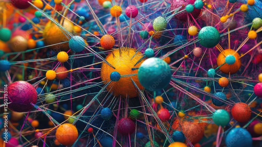 Poster abstract colorful representation of connections and network structures
