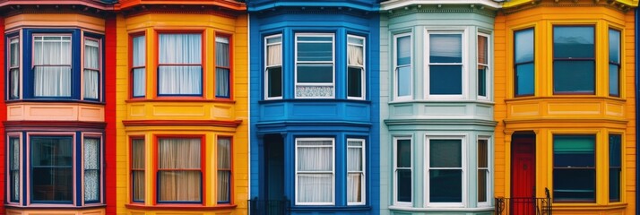 Obraz premium Vibrant Italianate Victorian Architecture - Historic Homes of San Francisco, CA