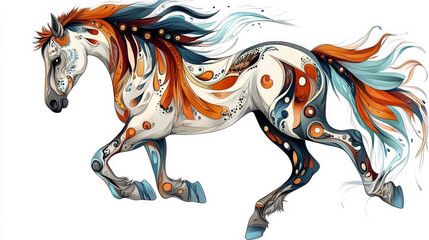 Horse cartoon tattoo for design isolated on white. Jpeg version also available in gallery