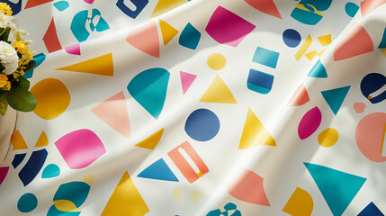 Numbers 3 colorful geometric seamless pattern on white background, for kids party or birthday design