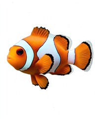 Vibrant Clown Fish Swimming Among Anemones in a Clear White Setting