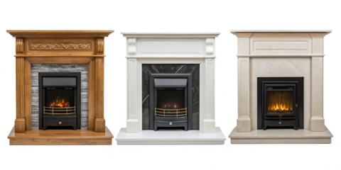 Fireplace on White, Classic Home Comfort, Warm Hearth for Cozy Ambiance, PNG Transparent