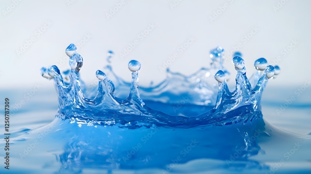 Aufkleber Captivating image of a dynamic blue liquid splash with vibrant droplet details creating an abstract energetic and refreshing visual effect