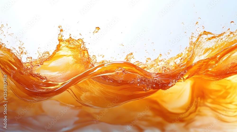 Aufkleber Captivating orange liquid flow with dynamic splash and movement creating a visually striking and energetic abstract art effect