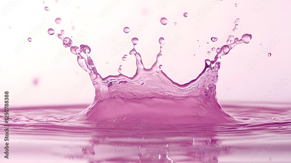 Poster crown shaped splash of vibrant colorful flowing liquid with a shiny glittering effect on a bright gl