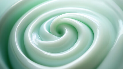 A close-up view of a creamy, mint-green swirl, showcasing smooth texture and inviting color. Perfect for highlighting freshness and indulgence in culinary creations.