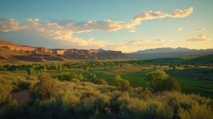 Fototapeta premium Stunning Sunset Over Sandstone Cliffs at Gemini Bridges in Arches National Park, Moab, UT
