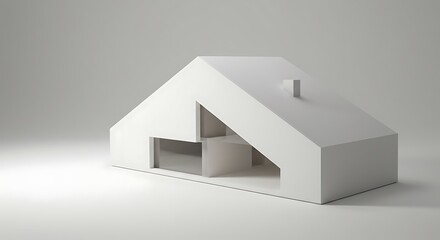 Obraz premium Modern Minimalist House: A Clean, White Architectural Model