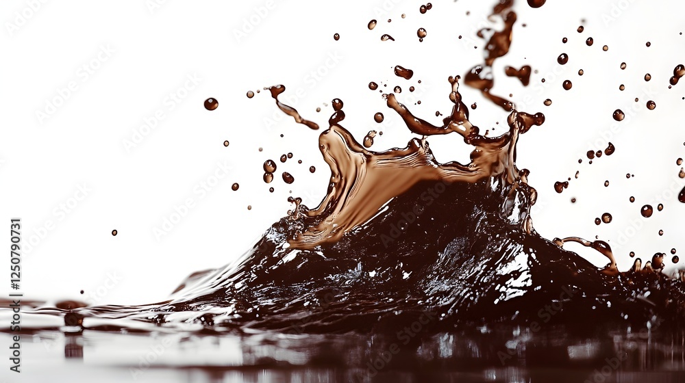 Fototapete Dynamic Splash of Liquid Creating Abstract Graphic Effect with Flowing Movement Droplets and Splatter Textures