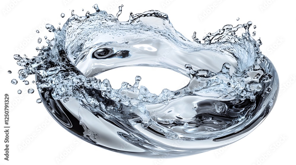 Aufkleber Elegant swan shaped water splash with dynamic flowing ripples transparent bubbles and a creative abstract design  Showcasing the power and beauty of liquid in motion through a representation