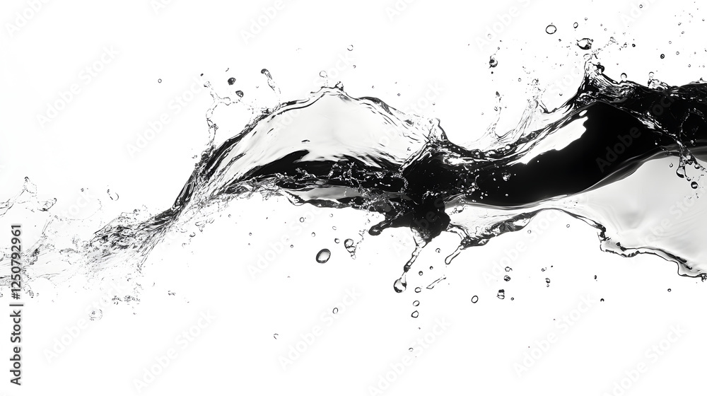 Poster Monochrome Splash of Dynamic Liquid Energy in Motion   Abstract Conceptual Art Showcasing the Power and Elegance of Flowing Water