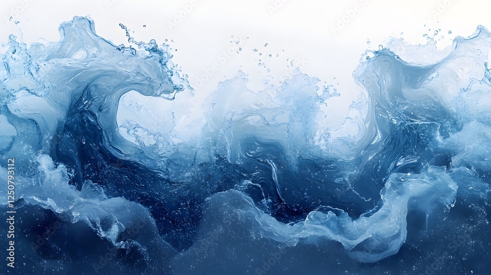 Aufkleber Powerful crashing ocean waves surging with dynamic abstract aquatic energy and movement  Dramatic seascape background with flowing swirling turbulent water textures and patterns  Minimalist