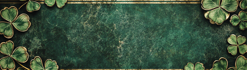 Obraz premium A decorative green background featuring intricate patterns and illustrations of clovers, perfect for celebrating traditions, festivals, or special occasions