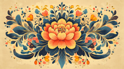 Set of vintage floral elements and patterns. Vector version also available in gallery