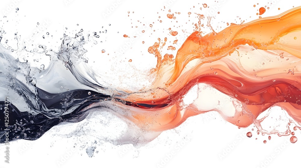 Aufkleber This captivating abstract image showcases a dramatic and dynamic liquid splash in motion evoking a powerful sense of fluid dynamics and energetic visual aesthetics  The vivid colors swirling patterns
