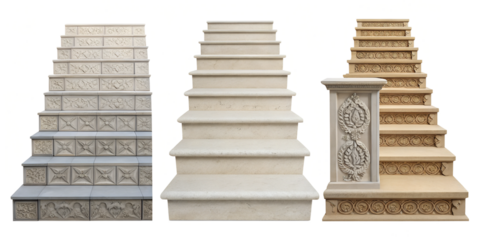 Large Stone Steps on White, Rustic and Elegant, Natural Stone Stairs, PNG Transparent