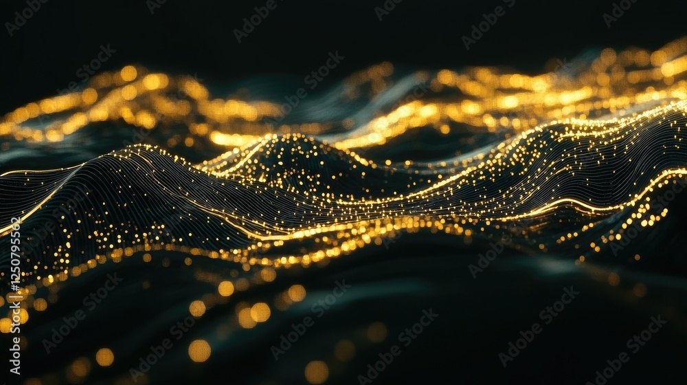 Poster abstract waves of light particles with dynamic flow and depth