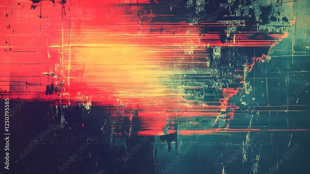 Poster Vibrant Digital Glitch Abstraction with Striking Color and Texture Patterns   Captivating and Thought Provoking Digital Art Composition