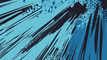 Abstract Blue and Dark Blue Graphic Design with Dynamic Brushstrokes and Intricate Patterns