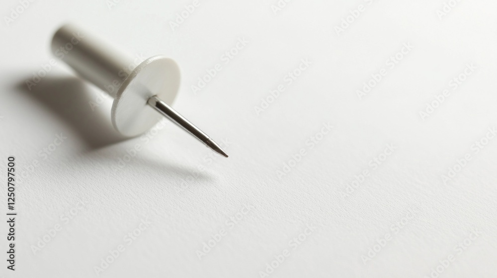 Poster a simple yet striking close up captures a white push pin delicately placed on pristine note paper, s