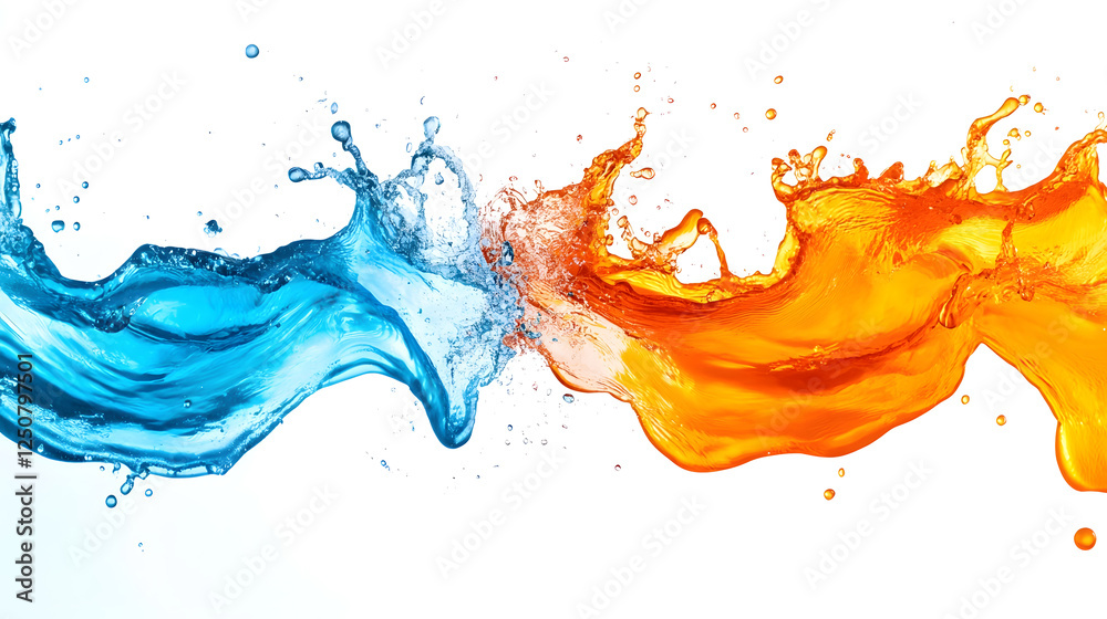 Aufkleber Vibrant Fluid Motion and Splash of Colorful Abstract Paint Explosion  Dynamic and Energetic Design with Flowing Liquid Swirling Waves and Contrasting Colors