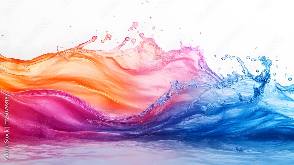 Poster Vibrant Fluid Motion of Colorful Abstract Waves and Splashes in Digital Artwork  Captivating and Mesmerizing Digital with Dynamic Vivid Colors and Fluid Shapes  Futuristic