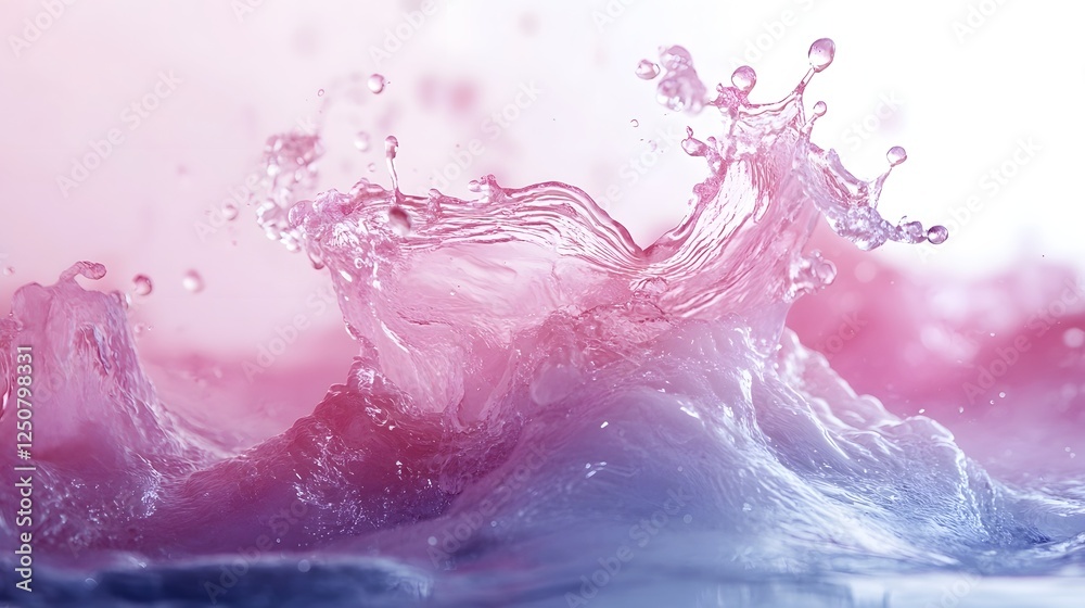 Aufkleber Vibrant fluid splash of pastel pink and aqua colored water in dynamic motion creating an ethereal and abstract background texture