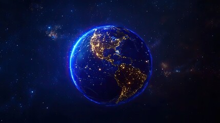 Obraz premium Stunning View of Earth at Night with Bright City Lights and Stars